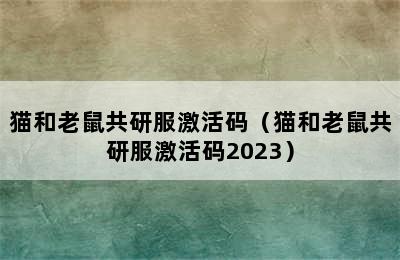 猫和老鼠共研服激活码（猫和老鼠共研服激活码2023）