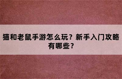 猫和老鼠手游怎么玩？新手入门攻略有哪些？