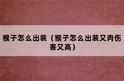 猴子怎么出装（猴子怎么出装又肉伤害又高）