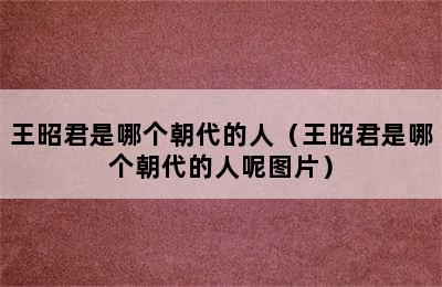 王昭君是哪个朝代的人（王昭君是哪个朝代的人呢图片）