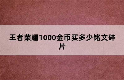 王者荣耀1000金币买多少铭文碎片