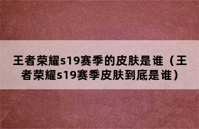 王者荣耀s19赛季的皮肤是谁（王者荣耀s19赛季皮肤到底是谁）