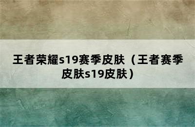 王者荣耀s19赛季皮肤（王者赛季皮肤s19皮肤）