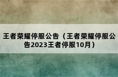 王者荣耀停服公告（王者荣耀停服公告2023王者停服10月）