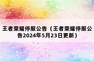 王者荣耀停服公告（王者荣耀停服公告2024年5月23日更新）