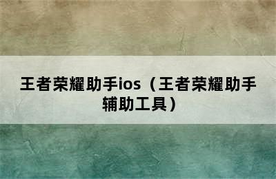 王者荣耀助手ios（王者荣耀助手辅助工具）