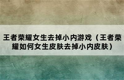 王者荣耀女生去掉小内游戏（王者荣耀如何女生皮肤去掉小内皮肤）