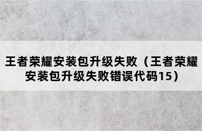 王者荣耀安装包升级失败（王者荣耀安装包升级失败错误代码15）