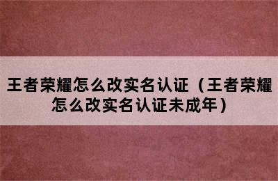 王者荣耀怎么改实名认证（王者荣耀怎么改实名认证未成年）