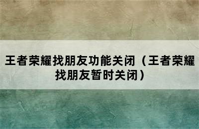 王者荣耀找朋友功能关闭（王者荣耀找朋友暂时关闭）