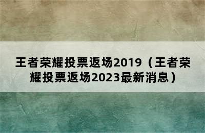 王者荣耀投票返场2019（王者荣耀投票返场2023最新消息）