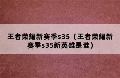 王者荣耀新赛季s35（王者荣耀新赛季s35新英雄是谁）