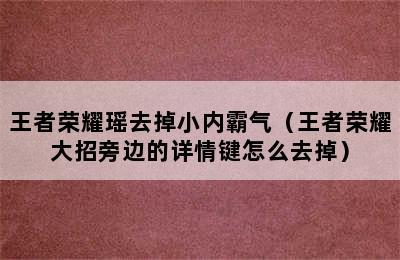 王者荣耀瑶去掉小内霸气（王者荣耀大招旁边的详情键怎么去掉）