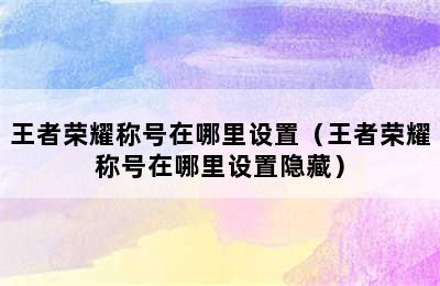 王者荣耀称号在哪里设置（王者荣耀称号在哪里设置隐藏）