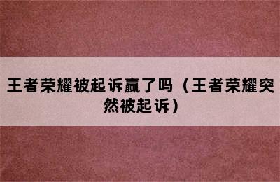 王者荣耀被起诉赢了吗（王者荣耀突然被起诉）