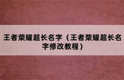 王者荣耀超长名字（王者荣耀超长名字修改教程）