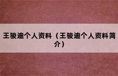 王骏迪个人资料（王骏迪个人资料简介）