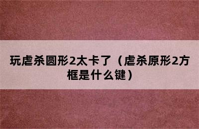 玩虐杀圆形2太卡了（虐杀原形2方框是什么键）