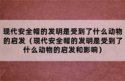 现代安全帽的发明是受到了什么动物的启发（现代安全帽的发明是受到了什么动物的启发和影响）