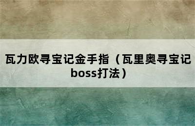 瓦力欧寻宝记金手指（瓦里奥寻宝记boss打法）