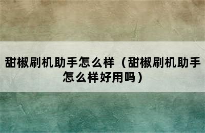 甜椒刷机助手怎么样（甜椒刷机助手怎么样好用吗）