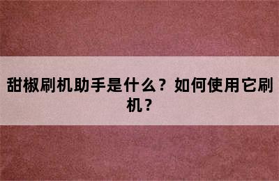 甜椒刷机助手是什么？如何使用它刷机？