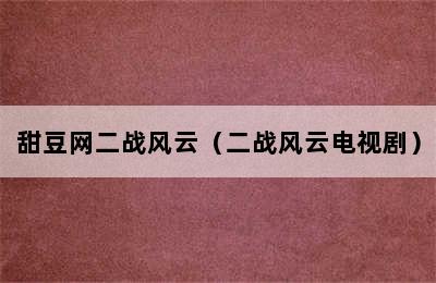 甜豆网二战风云（二战风云电视剧）