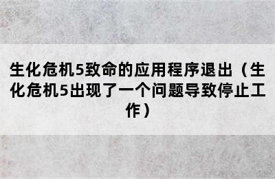 生化危机5致命的应用程序退出（生化危机5出现了一个问题导致停止工作）