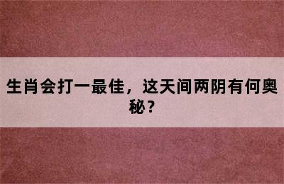 生肖会打一最佳，这天间两阴有何奥秘？