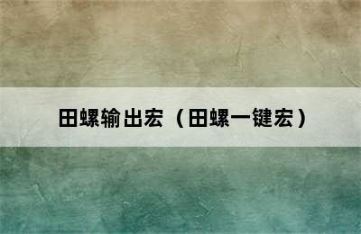 田螺输出宏（田螺一键宏）