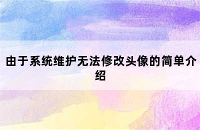 由于系统维护无法修改头像的简单介绍