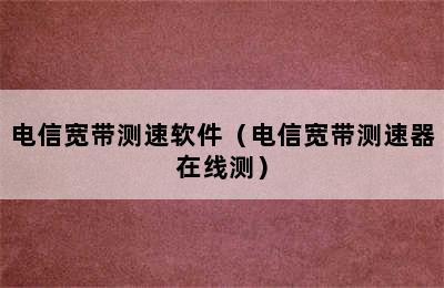 电信宽带测速软件（电信宽带测速器在线测）