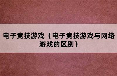 电子竞技游戏（电子竞技游戏与网络游戏的区别）