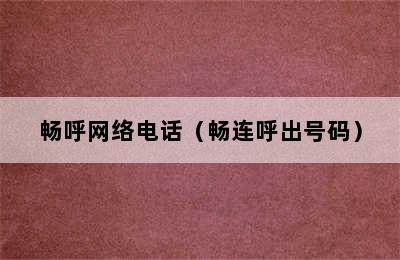 畅呼网络电话（畅连呼出号码）