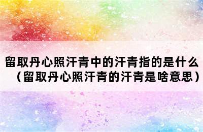 留取丹心照汗青中的汗青指的是什么（留取丹心照汗青的汗青是啥意思）