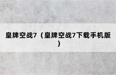 皇牌空战7（皇牌空战7下载手机版）