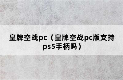 皇牌空战pc（皇牌空战pc版支持ps5手柄吗）