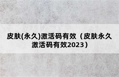 皮肤(永久)激活码有效（皮肤永久激活码有效2023）