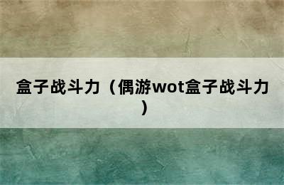 盒子战斗力（偶游wot盒子战斗力）