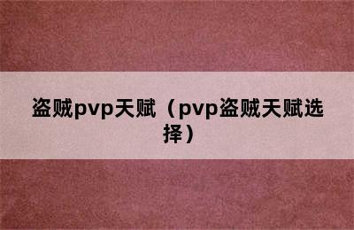 盗贼pvp天赋（pvp盗贼天赋选择）