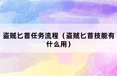 盗贼匕首任务流程（盗贼匕首技能有什么用）