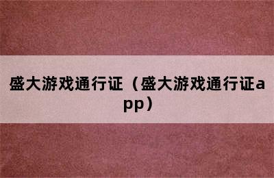 盛大游戏通行证（盛大游戏通行证app）