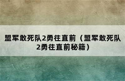 盟军敢死队2勇往直前（盟军敢死队2勇往直前秘籍）