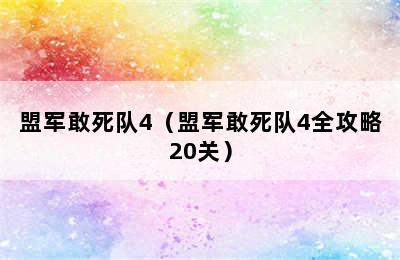 盟军敢死队4（盟军敢死队4全攻略20关）