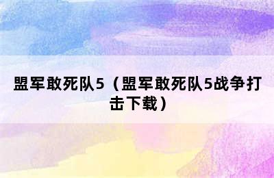 盟军敢死队5（盟军敢死队5战争打击下载）