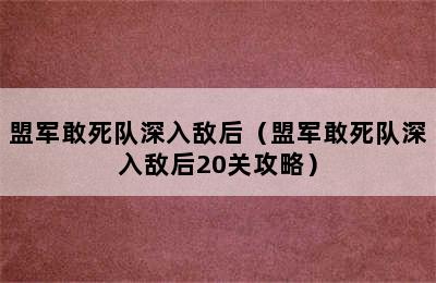 盟军敢死队深入敌后（盟军敢死队深入敌后20关攻略）