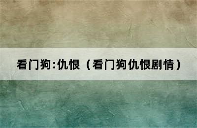 看门狗:仇恨（看门狗仇恨剧情）