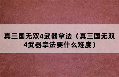 真三国无双4武器拿法（真三国无双4武器拿法要什么难度）