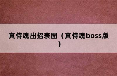 真侍魂出招表图（真侍魂boss版）