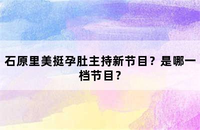 石原里美挺孕肚主持新节目？是哪一档节目？